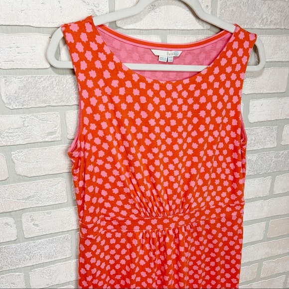 Boden Cotton Orange & Pink Star Empire Waist Dress O3 - Picture 2 of 6
